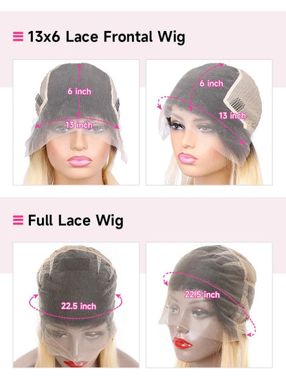 13x6 Lace Frontal Human Hair Wig - Ombre Blonde 1B 613 Pre-Plucked Lace Front Wig for Women