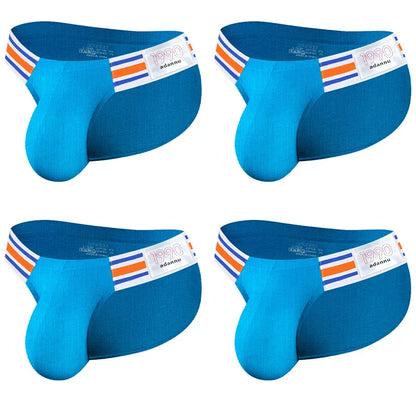 Men’s Breathable Brief Underwear 1/2/3/4PCS – High Fork Triangle Design with Striped Elastic Waistband Comfort Fit