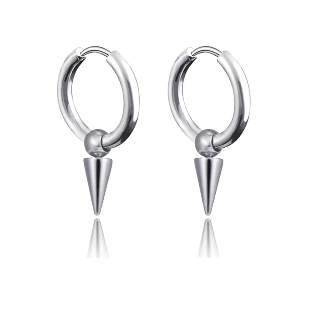 Long Hanging Cross & Leaf Hoop Earrings – Vintage Stainless Steel Hip Hop Unisex Jewelry Accessories