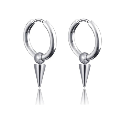 Long Hanging Cross & Leaf Hoop Earrings – Vintage Stainless Steel Hip Hop Unisex Jewelry Accessories