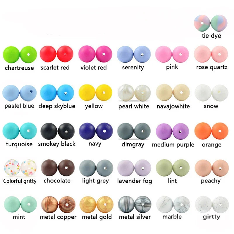 LOFCA Silicone Round Beads 20pcs - 9/12/15mm DIY Jewelry Making Beads for Bracelets, Keychains & Necklaces