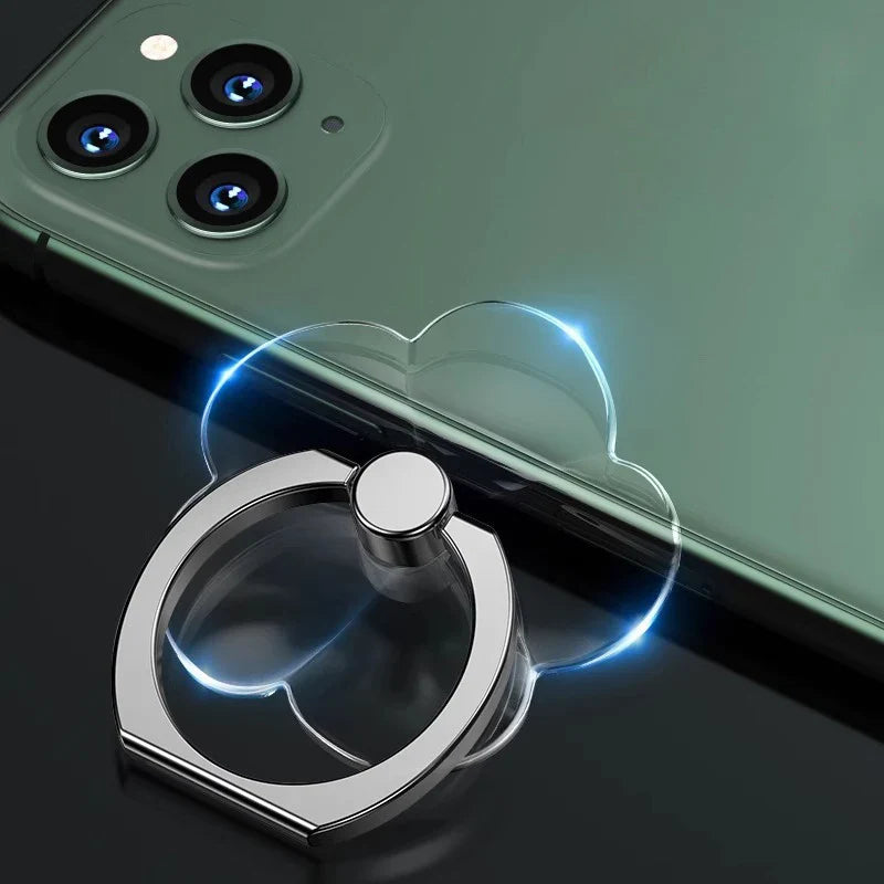 360° Rotating Finger Ring Transparent Phone Holder Stand – Clear Finger Grip Kickstand Compatible with iPhone Cases for Secure Hands-Free Viewing