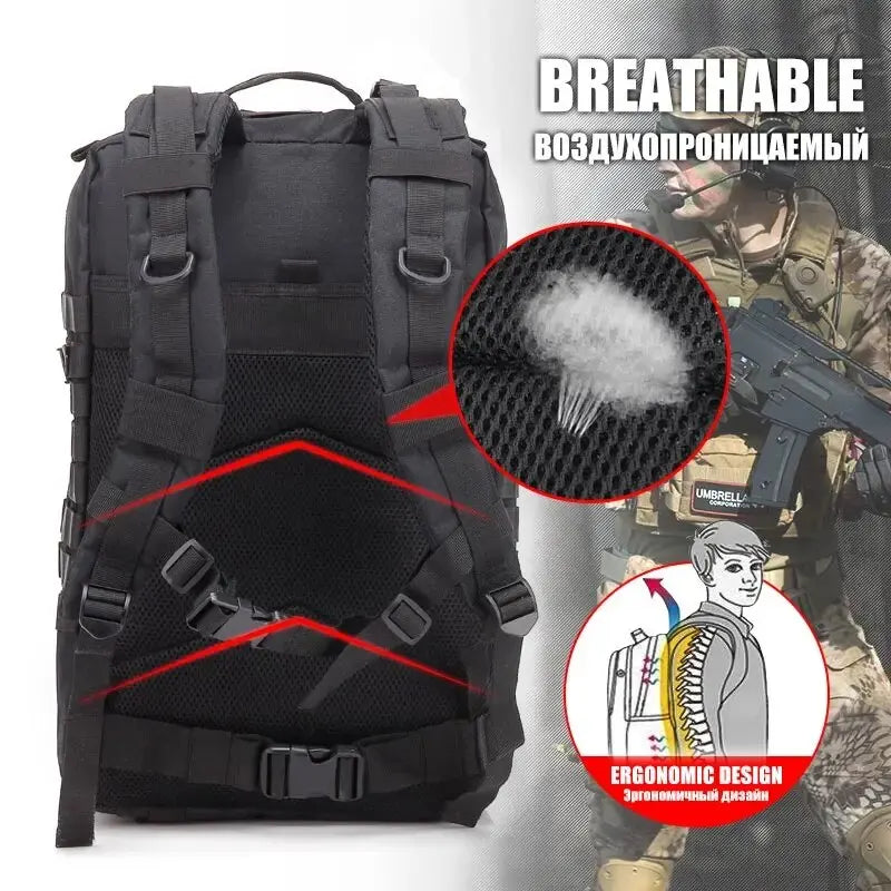 50L Tactical Backpack – Large Capacity Men’s Waterproof Rucksack for Hiking, Camping, Hunting & Outdoor Adventures