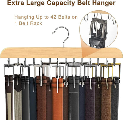 Wooden Belt Rack – Women’s & Men’s Clothes Storage Hanger for Belts, Scarves, Ties, and Wardrobe Organizer