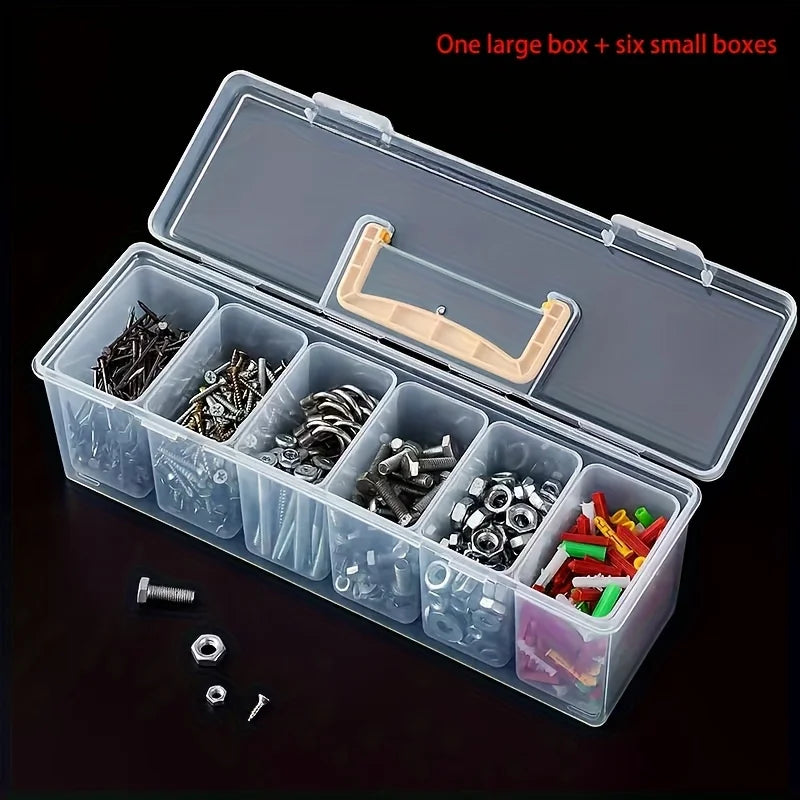 Transparent Hardware Storage Box - Multi-Compartment Organizer for Screws, Tools & Small Parts