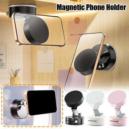 Vacuum Magnetic Suction Cup Stand | Double-Sided Swivel Holder for Mobile Phones | Universal Folding Phone Mount