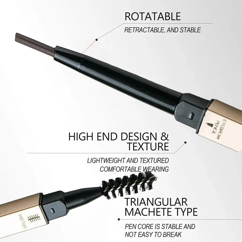 5-Color Double Head Eyebrow Pencil with Brush – Waterproof Sweatproof Eyebrow Gel Tattoo Stick