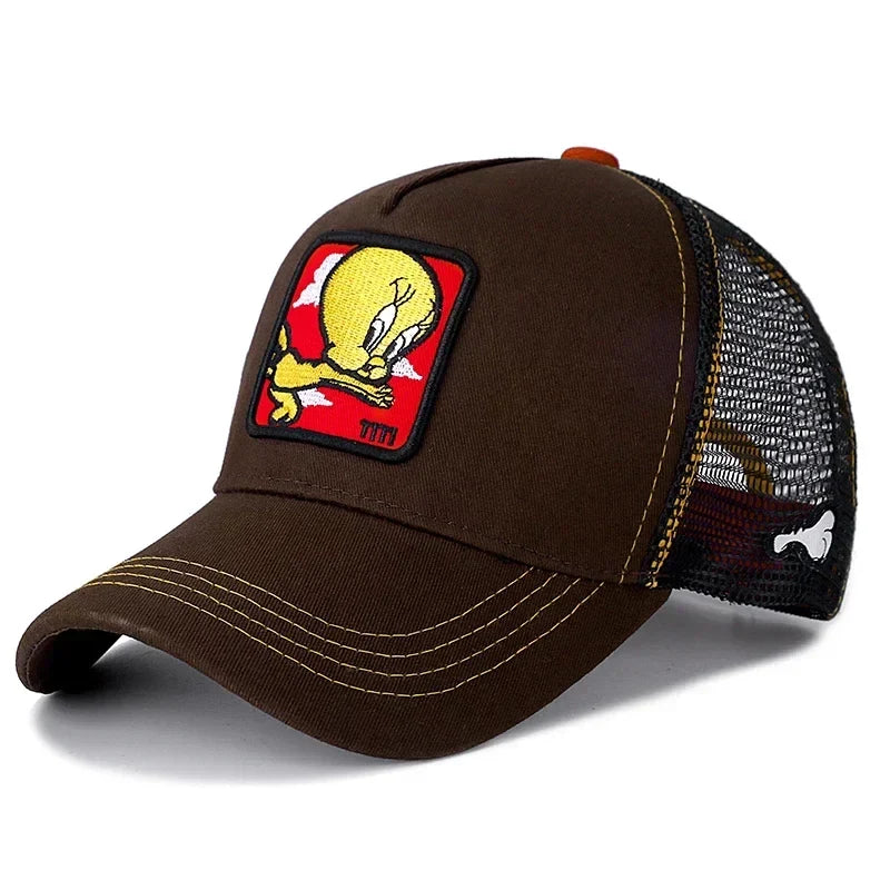 Anime Cartoon Snapback Cap - Cotton Mesh Trucker Hat for Men & Women Hip Hop Dad Style