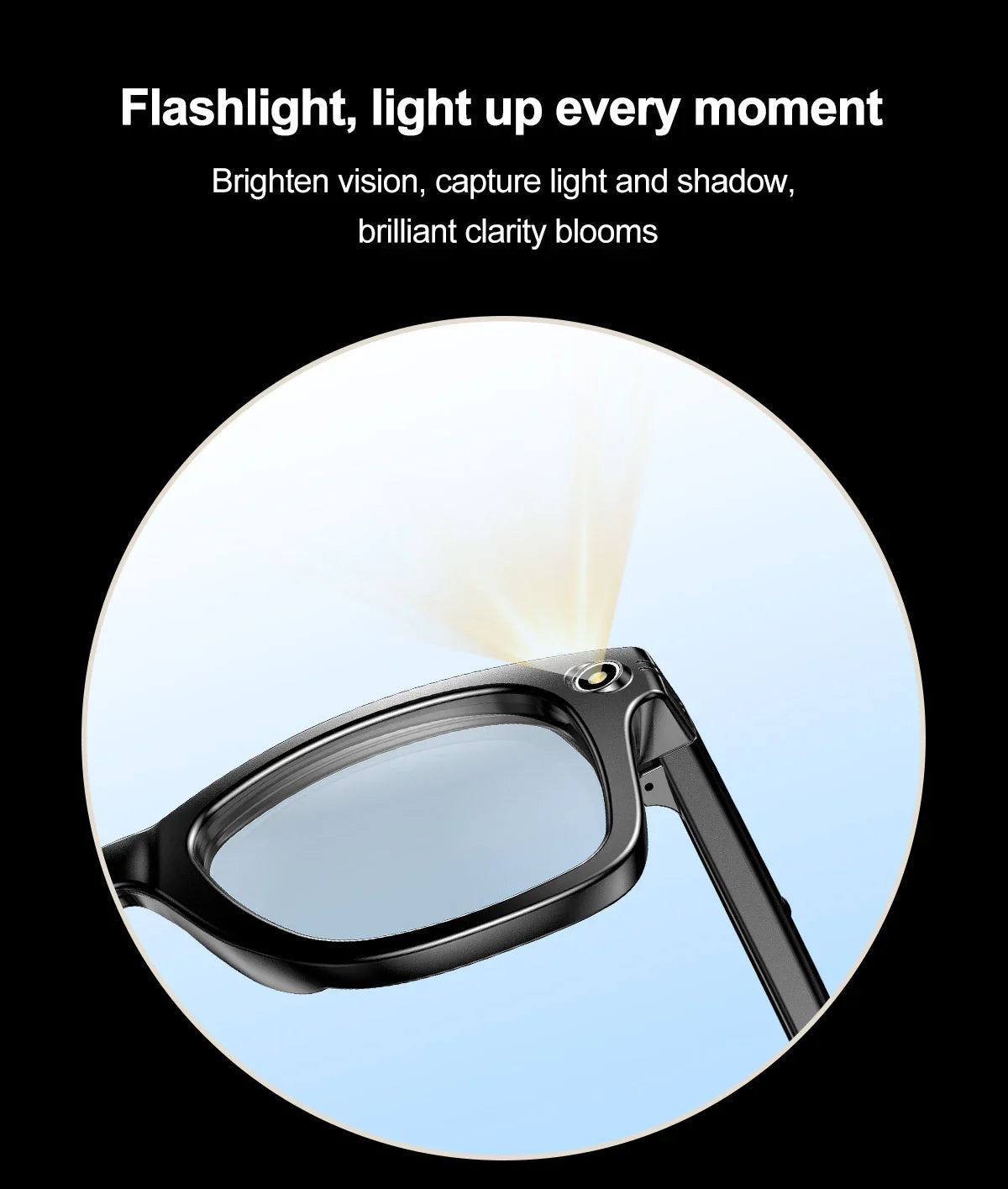 Smart AI Glasses — Video Recording, Photo Recognition, Translation, Bluetooth with 260mAh Battery, IP65 Waterproof