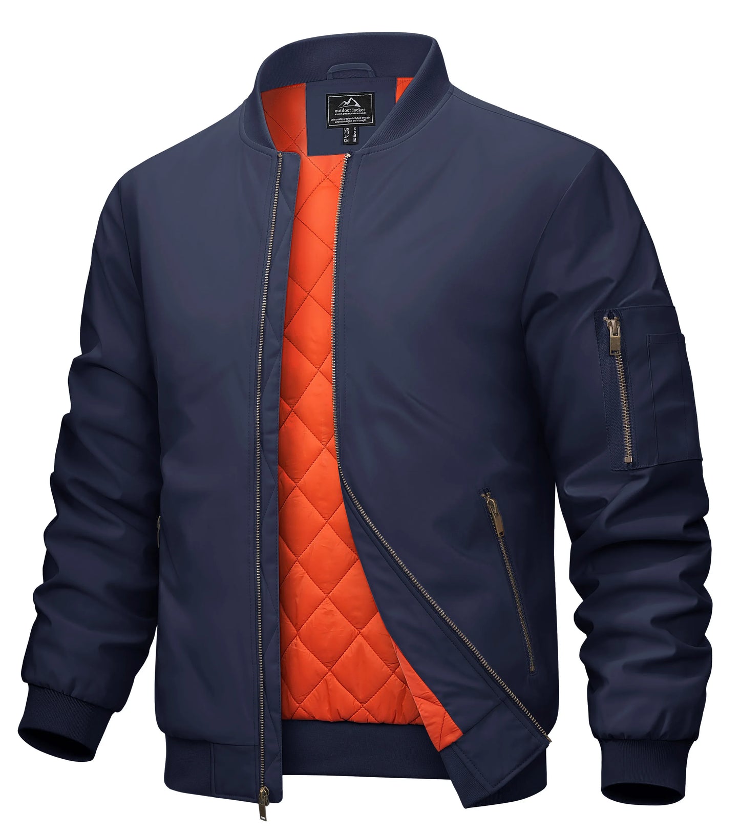 MAGCOMSEN Men’s Aviator Bomber Jacket - Warm Windproof Fall & Winter Casual Coat with Orange Lining