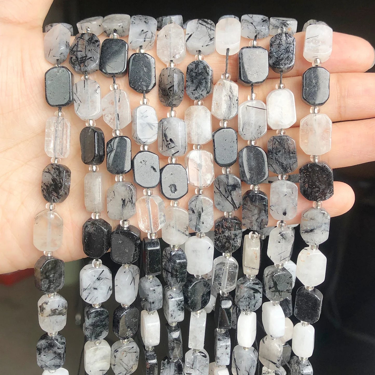 Natural Gemstone Rectangle Beads - 8x12mm Amethyst Citrine Lapis Lazuli Spacer Beads for DIY Jewelry Making & Bracelets