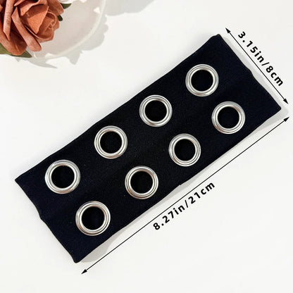 Punk Metal Hollow Eye Headband - Hip-Hop Rock Style Stretch Hair Accessory for Men & Women Music Festivals