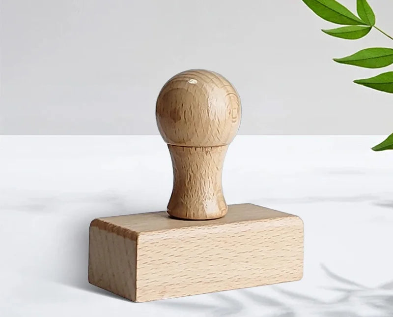 Custom Wooden Logo Stamp – Personalized Self-Inking Rubber Stamp for Wedding, Party, Packaging, Company Name & Address