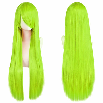 80cm Long Cosplay Wig - Synthetic Straight Hair with Bangs for Lolita Anime Costume Party Styling
