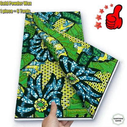 2026 African Real Wax Fabric - 100% Cotton Ankara Glitter Gold Print Batik Pagne for Women’s Fashion & Sewing