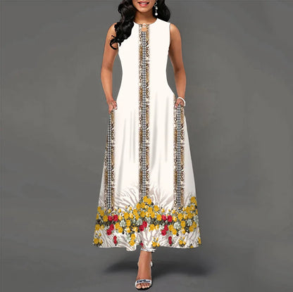Women’s Loose Floral Vintage Maxi Dress – Ruffled Summer Party Camis, Elegant Big & Large Size Dress
