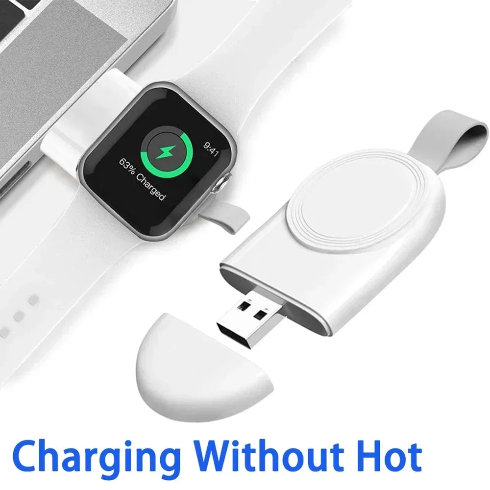 Mini Magnetic Apple Watch Charger - Portable Wireless Charging Dock Cable for Watch Series 8, 7, 6, 5, 4, SE, 3 & 2