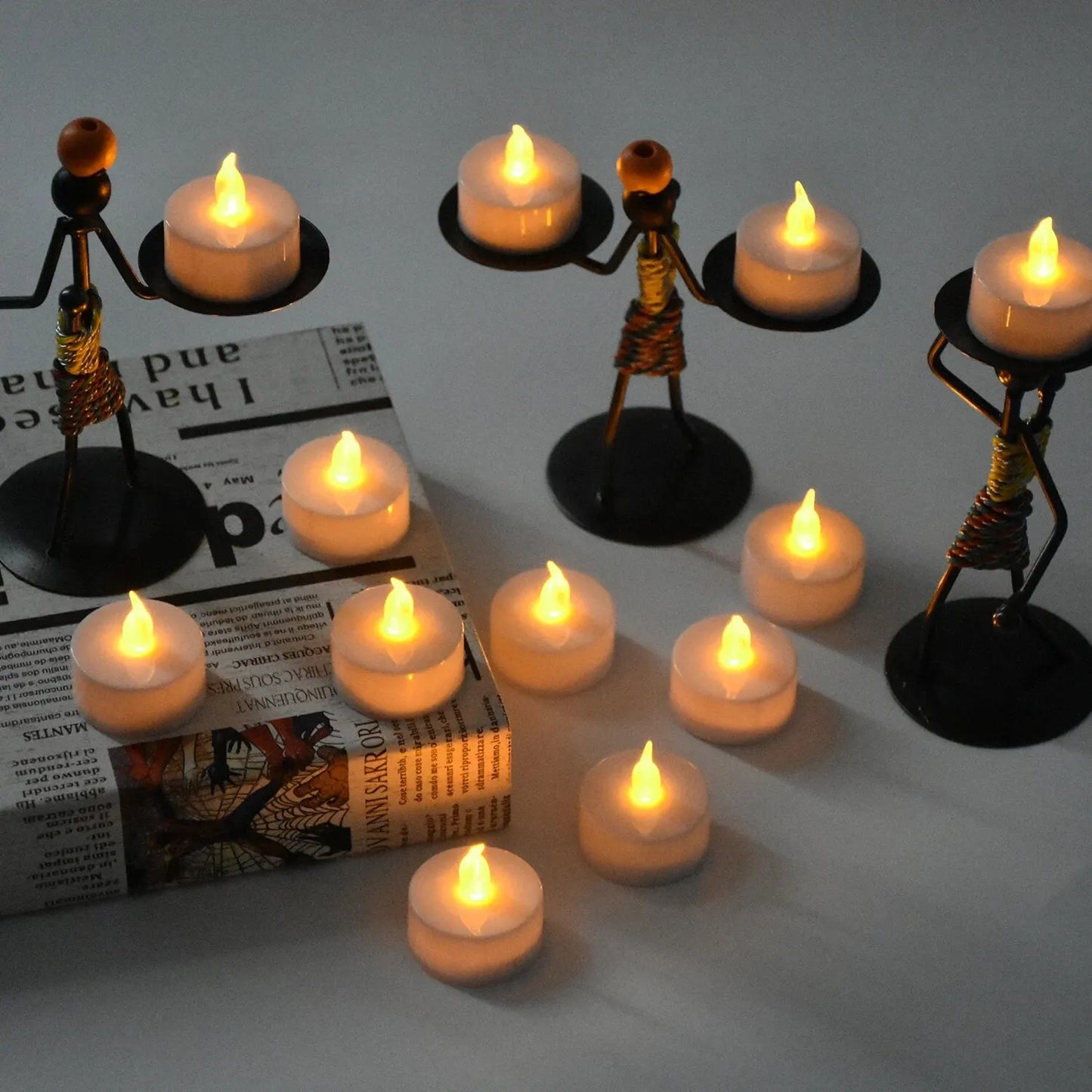 Candlium 12 Pack Warm Yellow Flameless LED Tea Light Candles | Battery Operated 200+ Hours | Votive, Anniversary and Wedding Decoration