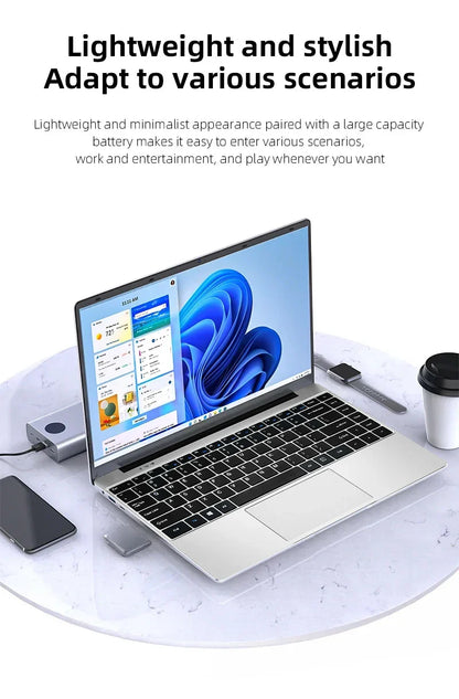 14.1" Windows 11 Laptop – Intel Celeron N4000, 12GB RAM, 512GB SSD, Full HD Notebook for Office & Study