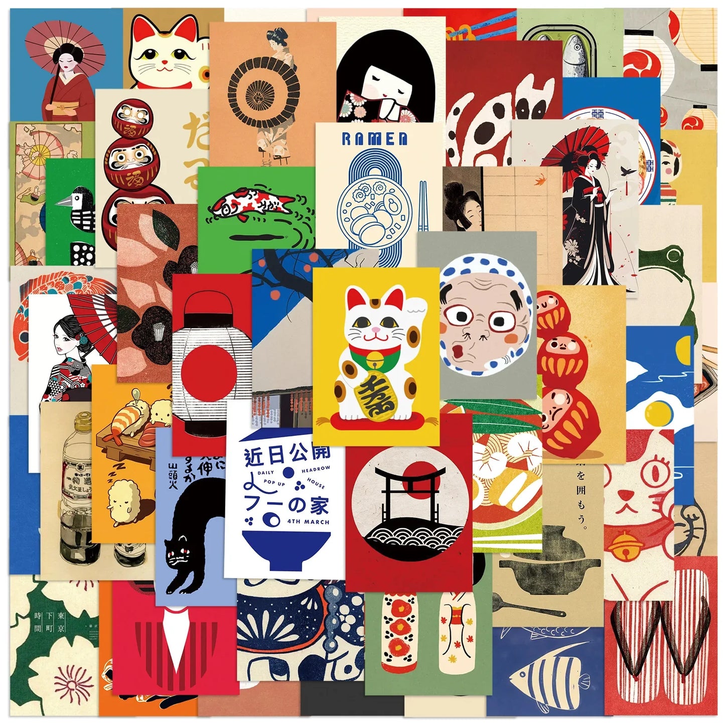 50Pcs Japanese Cartoon Stickers - Waterproof Decorative Decals for Laptop Phone Case Refrigerator Skateboard DIY Decor