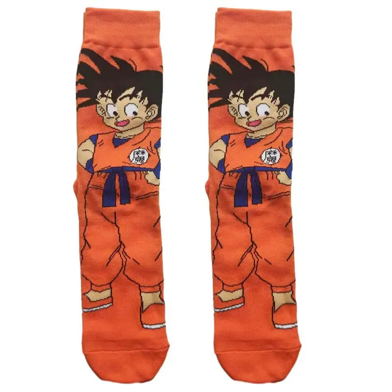 Men’s Dragon Ball Anime Mid Tube Socks - Bandai Cartoon Character Cotton Crew Socks