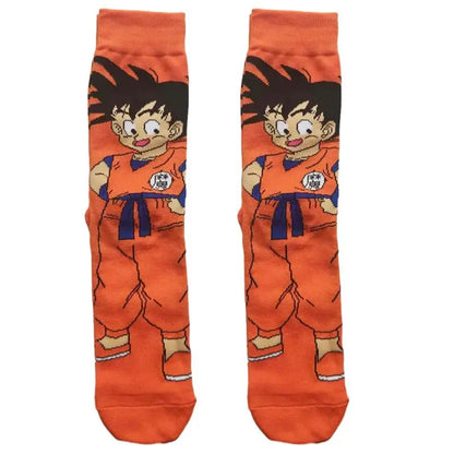Men’s Dragon Ball Anime Mid Tube Socks - Bandai Cartoon Character Cotton Crew Socks