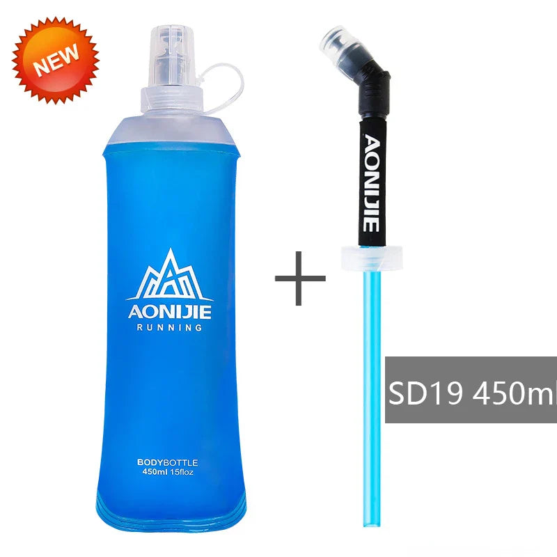 AONIJIE Soft Flask Water Bottle — 250ml/500ml Folding, Collapsible, TPU BPA-Free for Running Hydration Packs, Waist Bags & Vests (SD09/SD10)
