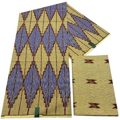 Kente Golden Wax Cotton Fabric - African Dutch Nigerian Ankara Batik Party Dress Fabric 2+4 Yards