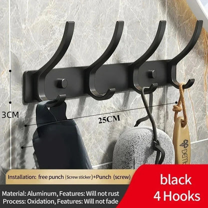 Folding Wall Robe Hooks - Black & White Towel, Coat & Clothes Hanger for Bathroom & Kitchen