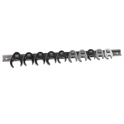 10pcs 3/8" Drive Crowfoot Wrench Set — 10-22mm Metric Open-End Spanners for Torque Wrench
