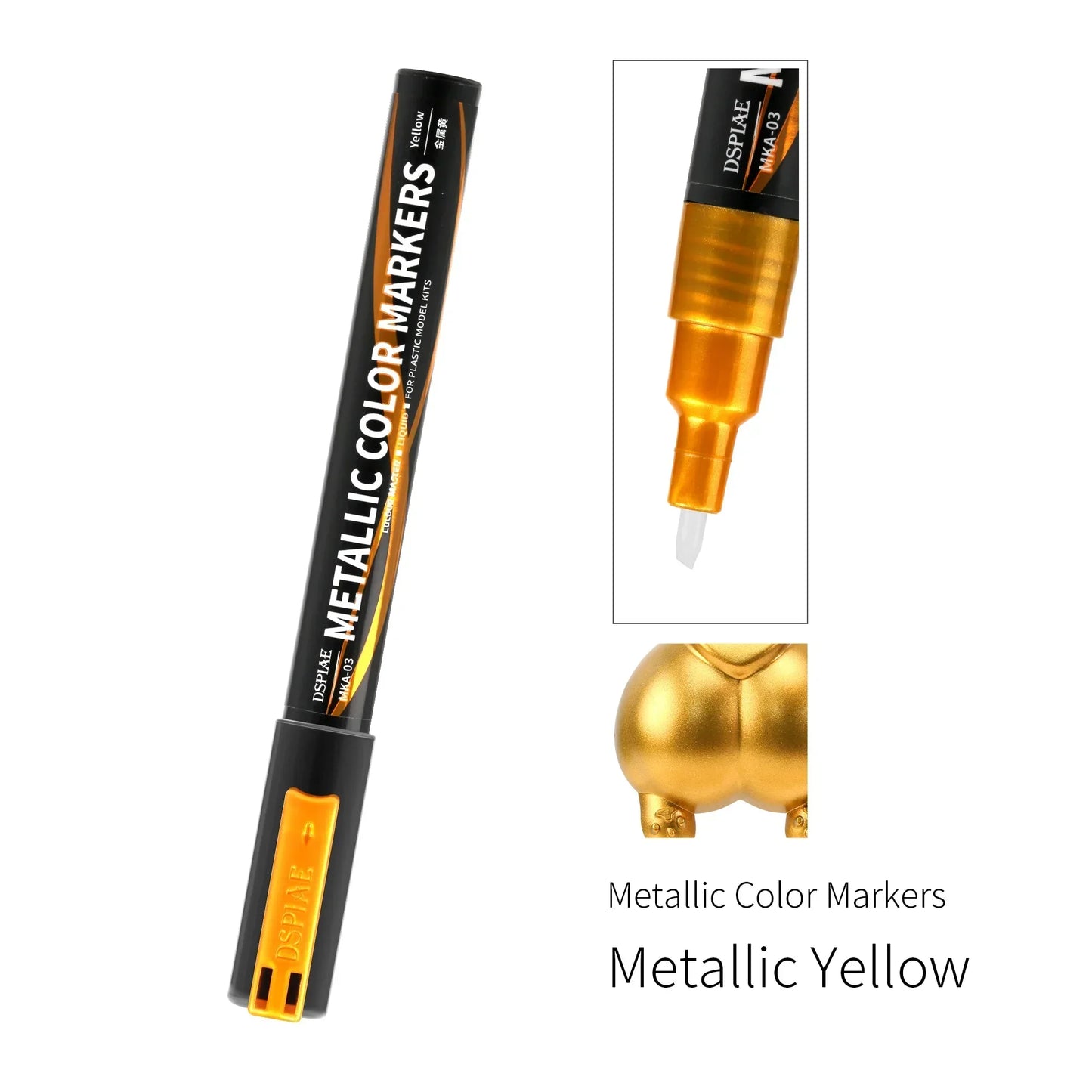 DSPIAE MKA Metallic Brush Marker Pen Set – Eco-Friendly Water-Based Soft Tip Paint Pens (Pink, Orange, Red, Blue, Green, Silver, Gold)