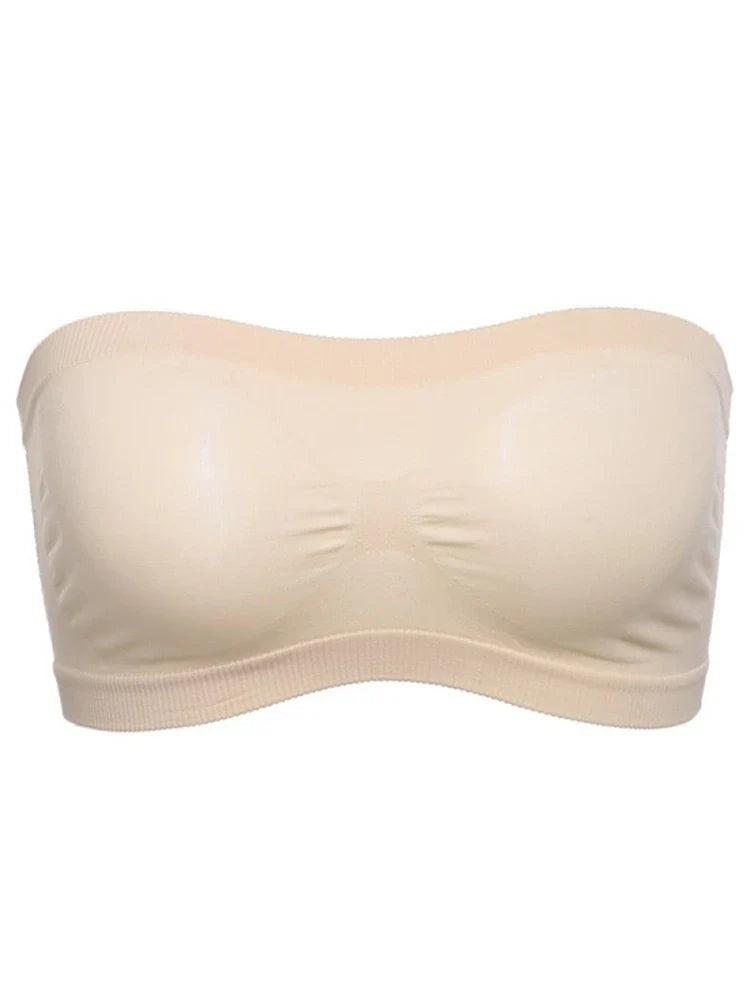 Women’s Sexy Strapless Crop Top Bra – Breathable Mesh Bandeau, Invisible No-Pad Summer Brassiere