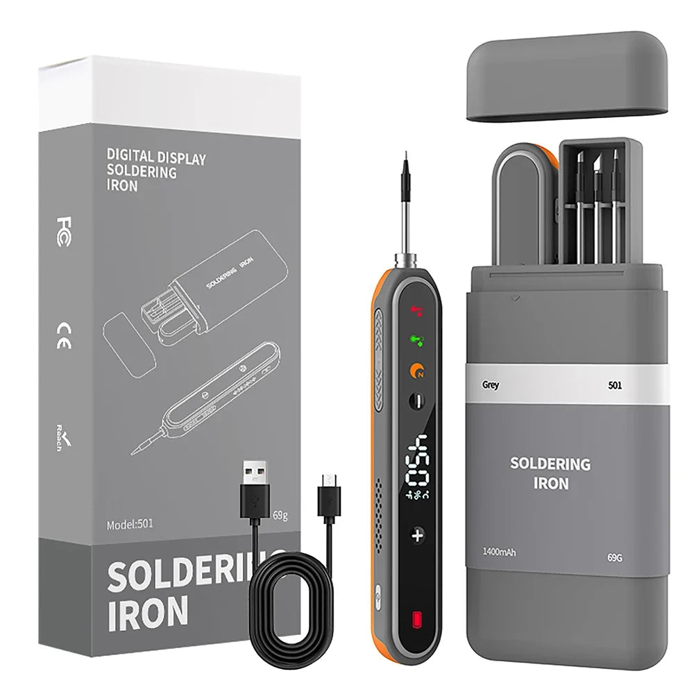 Type-C Digital Soldering Iron Kit - Adjustable Temperature Mini Electric Repair Tool with Fast Heating