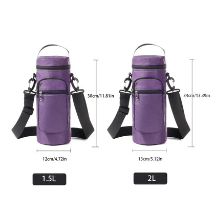 1L/2L Insulated Water Bottle Cooler Bag - Oxford Cloth Refrigerated Storage Pouch for Travel, Hiking & Climbing