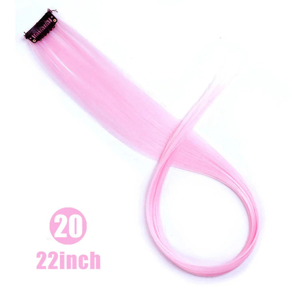 HUAYA 18" Synthetic Clip-In Colorful Curly Hair Extension – Ombre Pink Purple Red Blue Hair Piece
