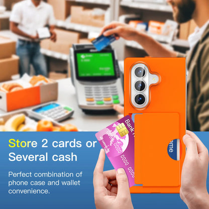 Luxury Matte Card Holder Case - Slim Shockproof Hard PC Protective Cover for Samsung Galaxy Z Fold 7 & Z Fold 6 Folding Phone