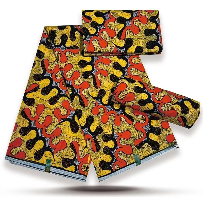 African Wax Print Fabric - High-Quality Cotton Ankara Gold Print Pagne for Wedding & Dress Sewing