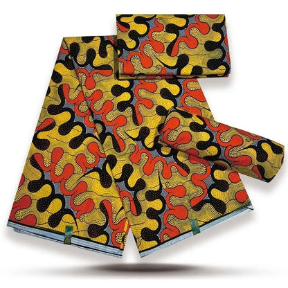 African Wax Print Fabric - High-Quality Cotton Ankara Gold Print Pagne for Wedding & Dress Sewing