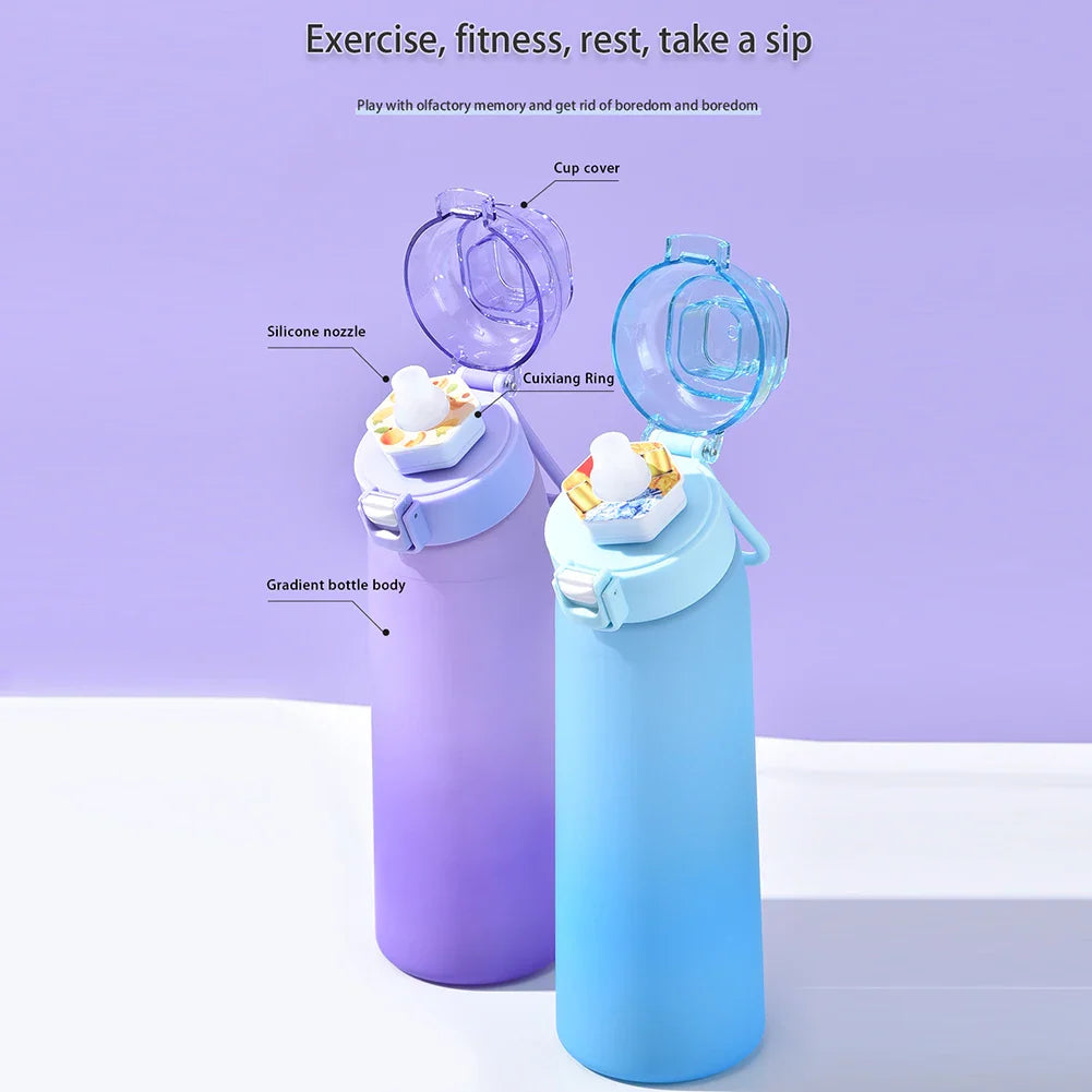 650ML Leak-Proof Fragrance Water Bottle , 7 Flavor Pods - Portable Air Water Bottle for Travel, Hiking & Climbing
