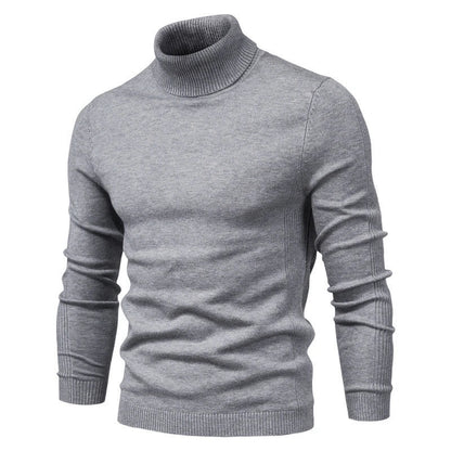 Men's Winter Turtleneck Sweater - Solid Color Warm Slim Fit High Neck Long Sleeve Casual Pullover Top