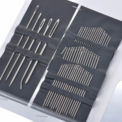 55-Piece Stainless Steel Sewing Needle Set - Big Eye Needles for Hand Sewing, Embroidery & Needlework