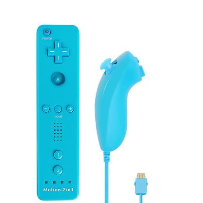 2-in-1 Nintendo Wii Controller Set | Wireless Remote Gamepad with Motion Plus Joystick & Silicone Case