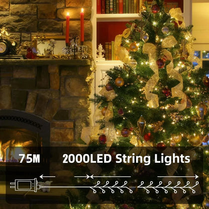 Outdoor Remote Control Copper Wire Lights — Starry Sky & Flower Wreath Decorative String Lights for Christmas & Holidays