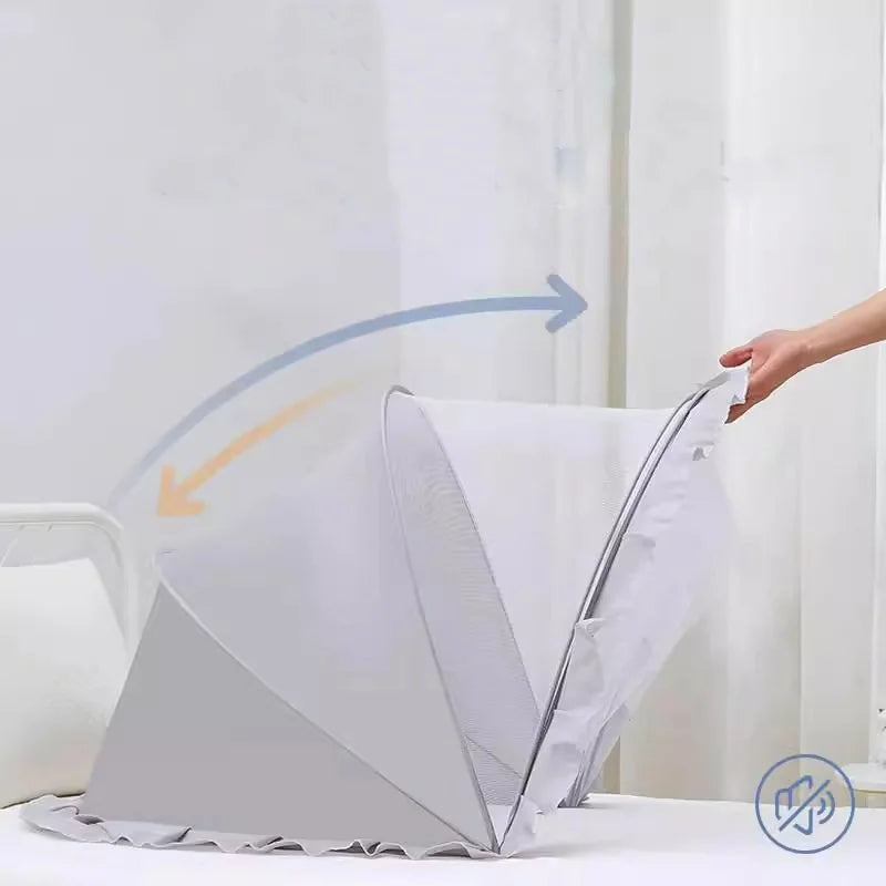 Portable Baby Mosquito Net Bed - Foldable Infant Crib with Cotton Pillow & Travel Bedding