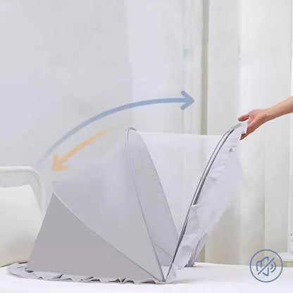 Portable Baby Mosquito Net Bed - Foldable Infant Crib with Cotton Pillow & Travel Bedding