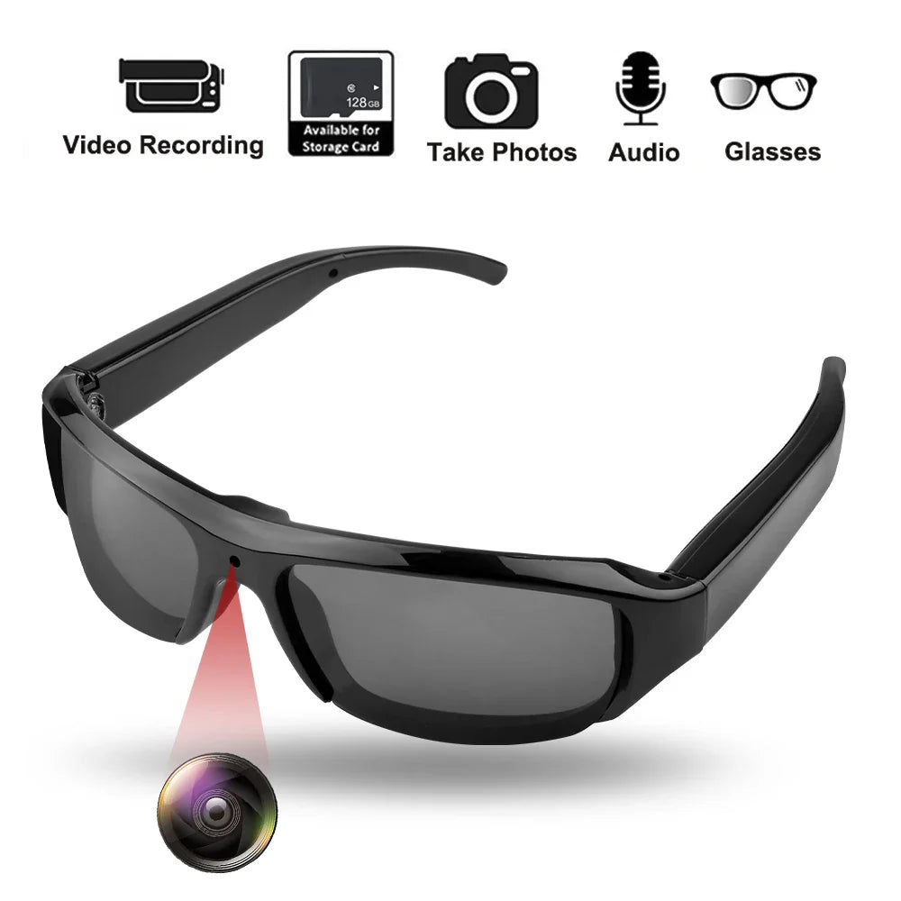 Portable 1080P HD Mini Glasses Camera — Wearable Sunglasses Video Recorder for Outdoor Sports, DVR & Surveillance