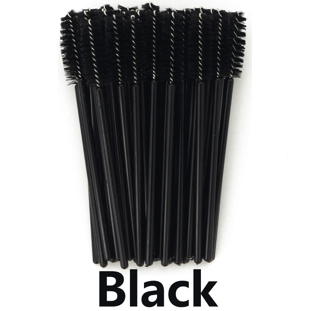 ANNAFRIS 50pcs Disposable Eyelash & Eyebrow Brushes — Soft Crystal Lash Extension Mascara Wands Makeup Tools