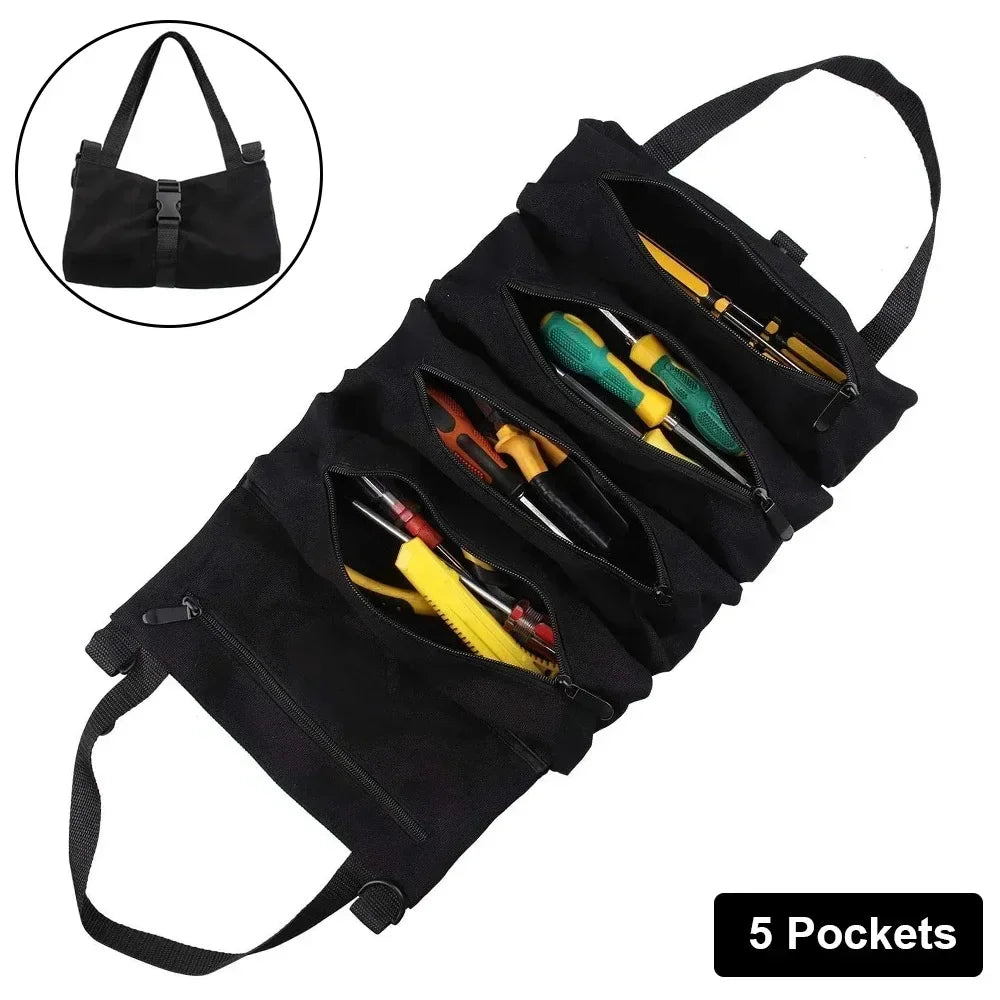 Multi-Purpose Tool Bag - Professional Roll-Up Organizer with Multiple Pockets for Hardware Tools
