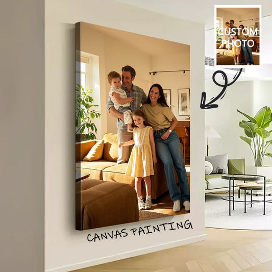 Custom Photo Canvas Poster with DIY Wood Frame Personalized Family, Couple & Pet Gift