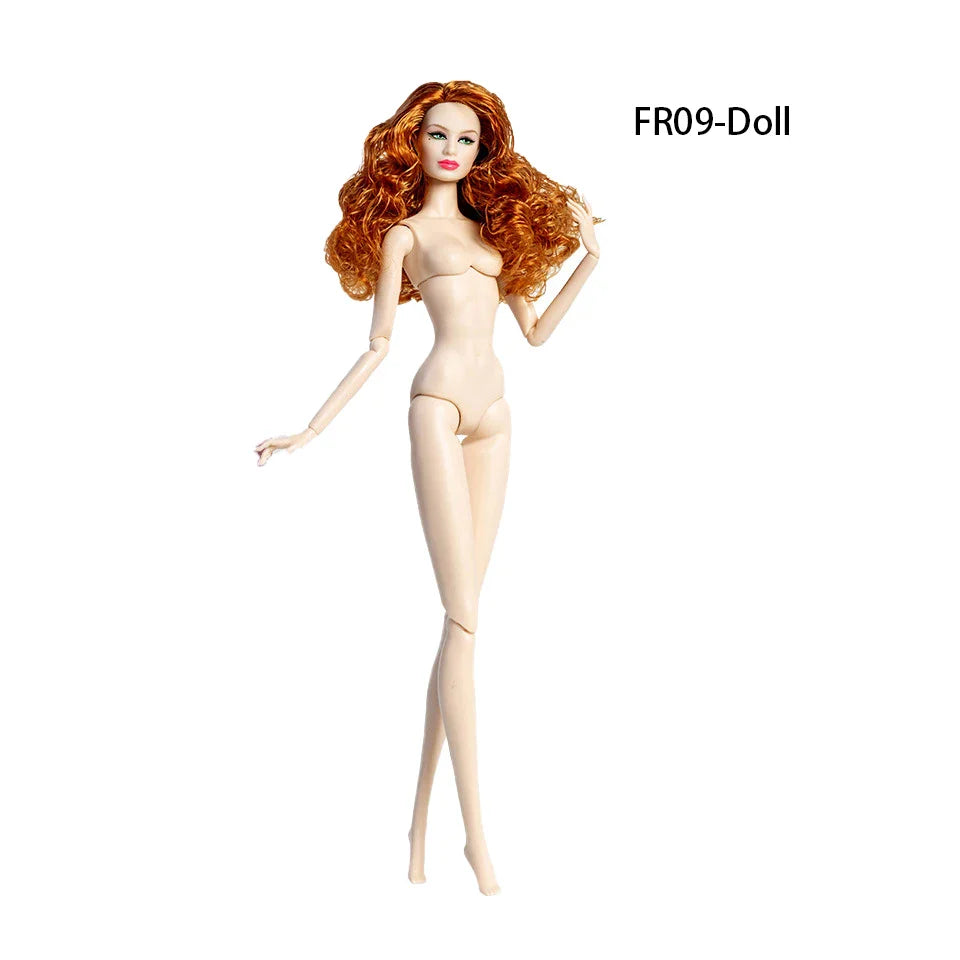 32cm European Supermodel Nude Doll – Original 1/6 Joint Figure with Multi-Color Skin and Exquisite Makeup, Full Series Collectible Toy